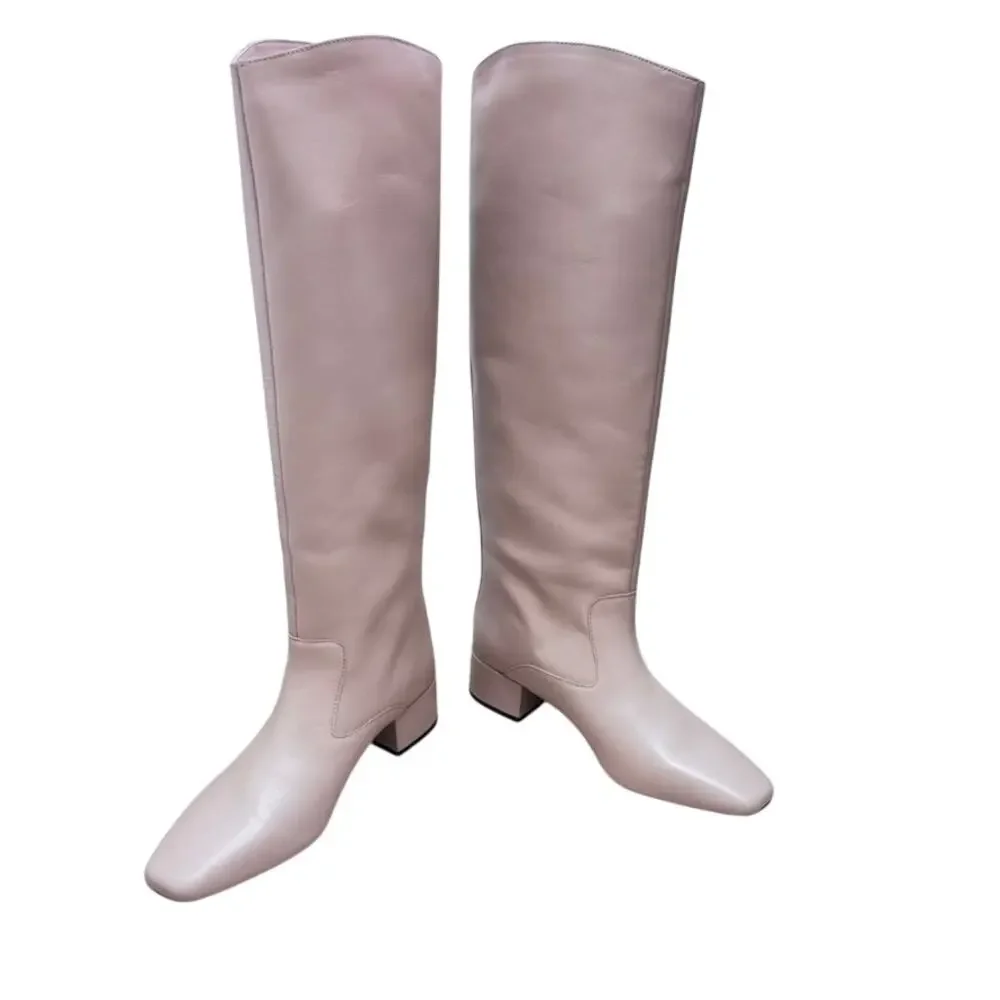 J Crew Roxie knee-high boots Leather Cream Size 6.5 BA 737